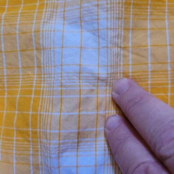 Men's LRG yellow white plaid shirt short sleeve button down 4XL 4X FLAW - Picture 2 of 6
